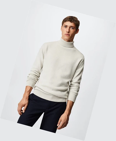 Svetre Mango Turtleneck Vlna Panske Siva | SK862380