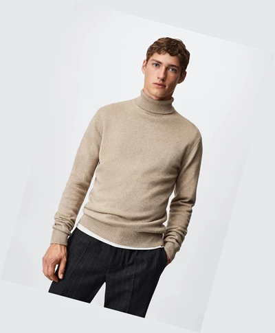 Svetre Mango Turtleneck Vlna Panske Siva | SK862504