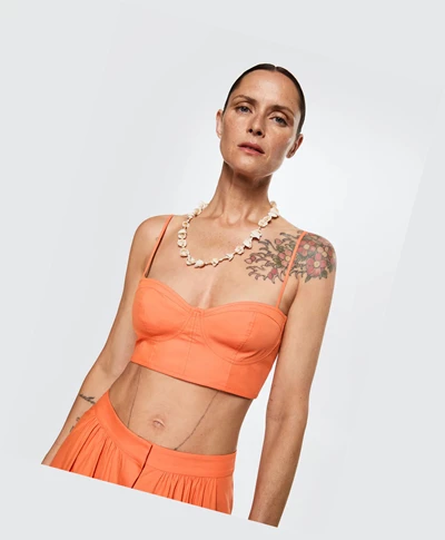 Topy Mango Bavlnene Crop Damske Clementine | SK863233