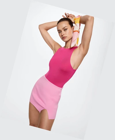 Topy Mango Halter Neck Body Damske Fuchsie | SK863234