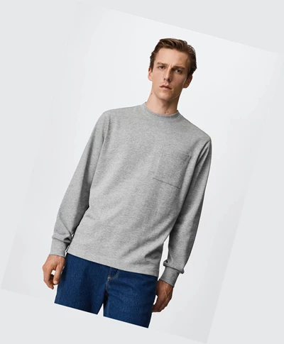 Tričko Mango Long Sleeve Bavlnene Panske Siva | SK863078