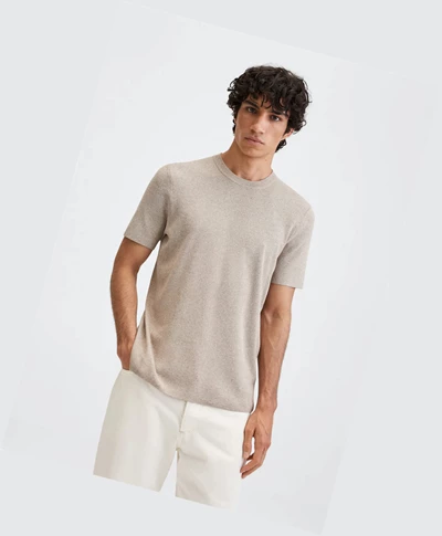 Tričko Mango Pletené Linen Panske Béžové | SK862754