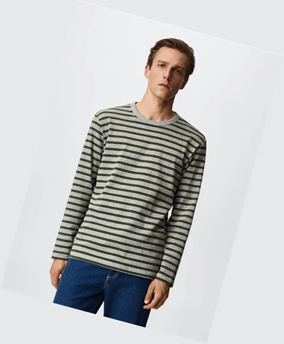 Tričko Mango Pruhované Long Sleeves Panske Hnedožltý | SK862838