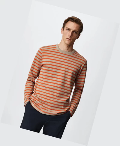 Tričko Mango Pruhované Long Sleeves Panske Oranžové | SK862889