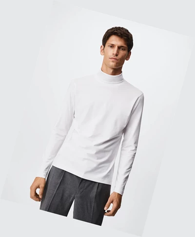 Tričko Mango Turtleneck Long Sleeve Panske Biele | SK863153