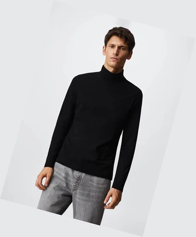 Tričko Mango Turtleneck Long Sleeve Panske Čierne | SK863155